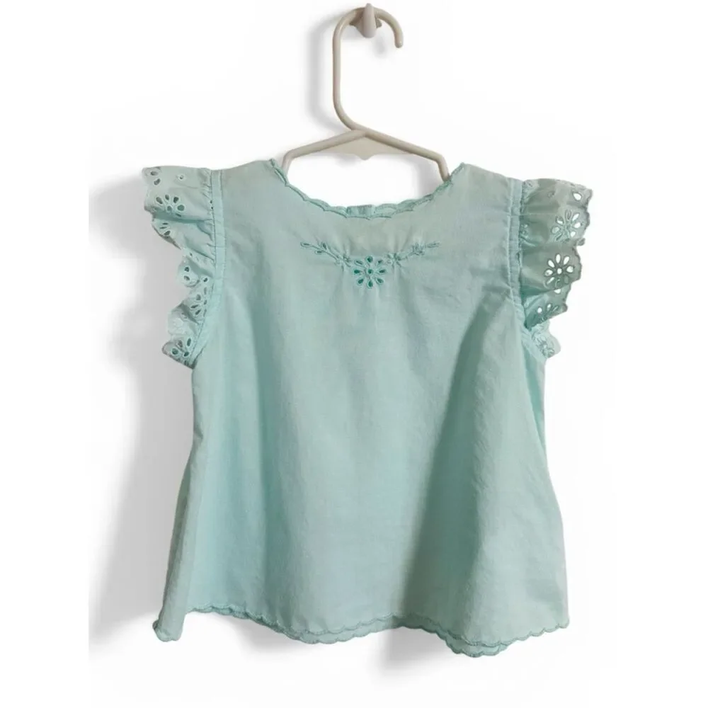 Ralph Lauren Baby Girl Embroidered Tank Top  Aqua Size 12 Months